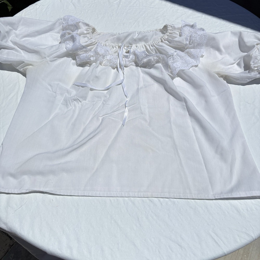 Vintage Mondiki Square Dance Blouse Lace Women's Size XL  White
